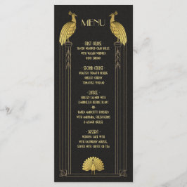 アールデコ金ゴールドとブラック結婚ピーコックのメニューカード メニュー