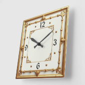 アールデコ金ゴールドと白 スクエア壁時計 (傾斜)
