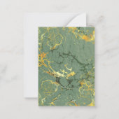アールデコ金ゴールドと結婚グリーンマーブルのR.S.V.P. ノートカード (裏面)