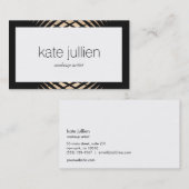 アールデコ金ゴールドと黒いジオメト縁どリ」 名刺 (正面/裏面)