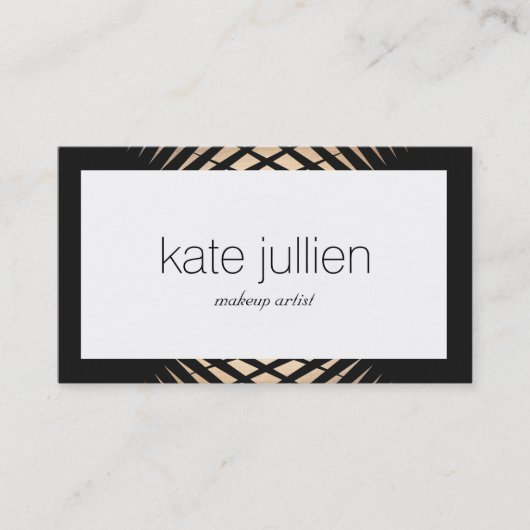 アールデコ金ゴールドと黒いジオメト縁どリ」 名刺 (正面)