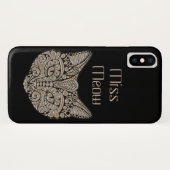 アールデコ金ゴールドと黒エジプトスタイル猫顔 Case-Mate iPhoneケース (裏面(横))