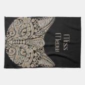 アールデコ金ゴールドと黒エジプトスタイル猫 キッチンタオル (横)