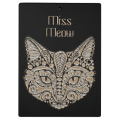 アールデコ金ゴールドと黒エジプトスタイル猫 クリップボード (裏面)