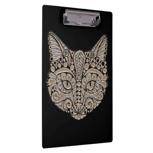 アールデコ金ゴールドと黒エジプトスタイル猫 クリップボード (右)