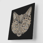 アールデコ金ゴールドと黒エジプトスタイル猫 スクエア壁時計 (傾斜)