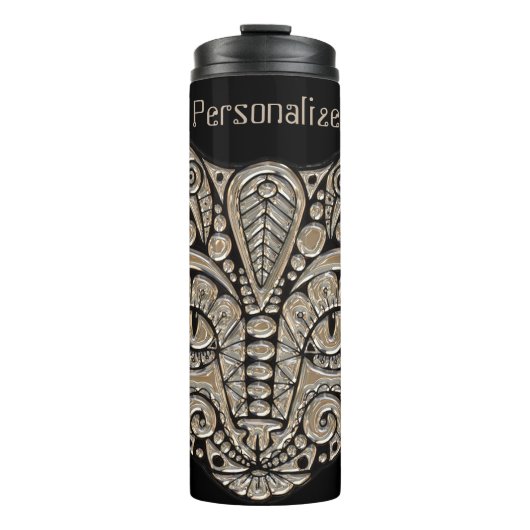 アールデコ金ゴールドと黒エジプトスタイル猫 タンブラー (正面)