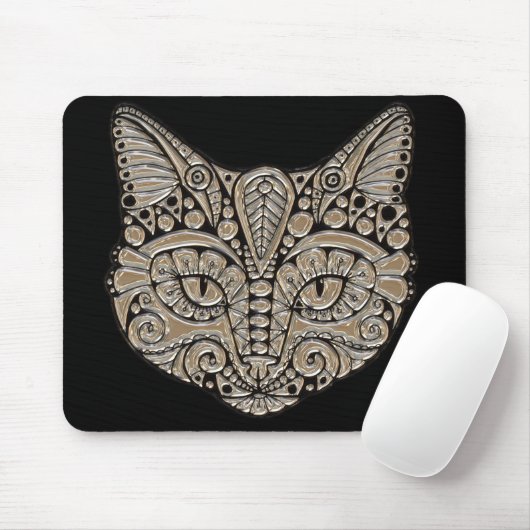 アールデコ金ゴールドと黒エジプトスタイル猫 マウスパッド (マウス)