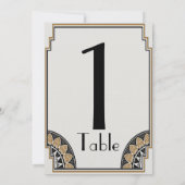 アールデコ金ゴールドのテーブル番号を表示 招待状 (裏面)