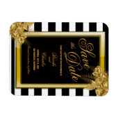 アールデコ金ゴールドのバラとストライプ日付カードの保存 マグネット (横)