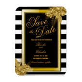 アールデコ金ゴールドのバラとストライプ日付カードの保存 マグネット (縦)