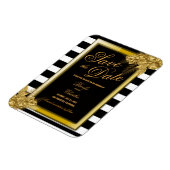 アールデコ金ゴールドのバラとストライプ日付カードの保存 マグネット (左側)