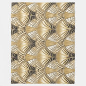 アールデコ金ゴールドアイボリーパターン フリースブランケット (正面)