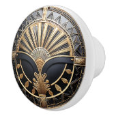 アールデコ金ゴールドアクセントと黒モダン セラミックノブ (右)