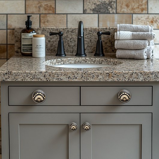 アールデコ金ゴールドエジプトファン光沢のある黒 セラミックノブ