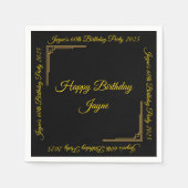 アールデコ金ゴールドオン黒誕生日会 スタンダードカクテルナプキン (正面)