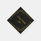 アールデコ金ゴールドオン黒誕生日会 スタンダードカクテルナプキン (角)