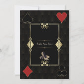 アールデコ金ゴールドカジノロイヤルトランプのポーカーウーマン誕生日 招待状 (裏面)