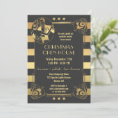 アールデコ金ゴールドギャツビークリスマスホリデーズ招待状 招待状 (スタンド正面)