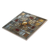 アールデコ金ゴールドグレーラストタンジオメトリック タイル (側面)