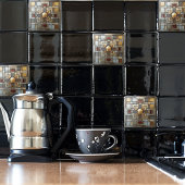 アールデコ金ゴールドグレーラストタンジオメトリック タイル