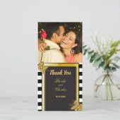 アールデコ金ゴールドストライプバラ結婚ズ・サンキュー サンキューカード (スタンド正面)