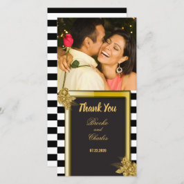 アールデコ金ゴールドストライプバラ結婚ズ・サンキュー サンキューカード