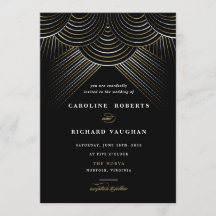 アールデコ金ゴールドストリングライト結婚式招待状