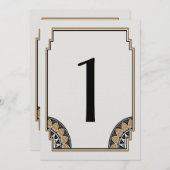 アールデコ金ゴールドテーブル番号1 招待状 (正面/裏面)
