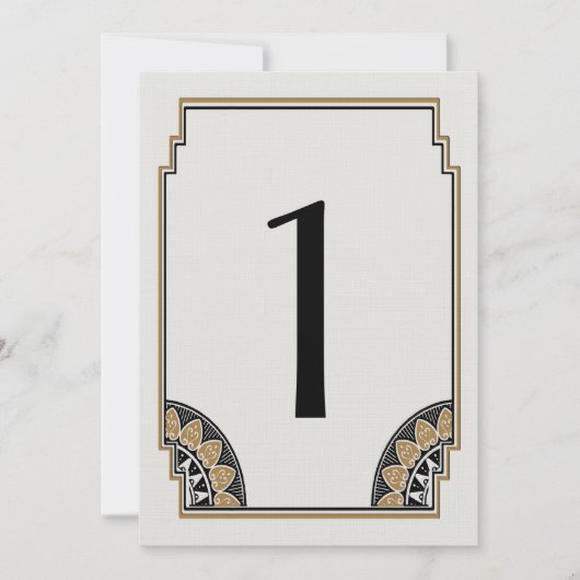 アールデコ金ゴールドテーブル番号1 招待状 (正面)