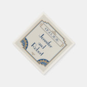 アールデコ金ゴールドネイビー結婚プズナプキン スタンダードカクテルナプキン (角)