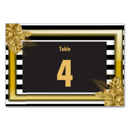 アールデコ金ゴールドバラストライプ、結婚のテーブルNoカード テーブルナンバー