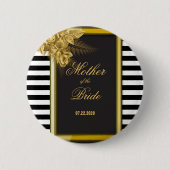 アールデコ金ゴールドバラストライプ、花嫁の母 缶バッジ (正面)