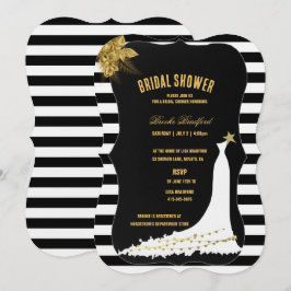 アールデコ金ゴールドバラ、ストライプブライダルシャワーカード 招待状