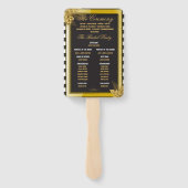 アールデコ金ゴールドバラ、ストライプ結婚式 プログラムファン ハンドファン (裏面)