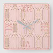 アールデコ金ゴールドパステルバラシェードスクエアウォールクロック スクエア壁時計 (正面)