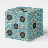 アールデコ金ゴールドファンサイコロまたはダイカジノパーティー フェイバーボックス (正面サイド)