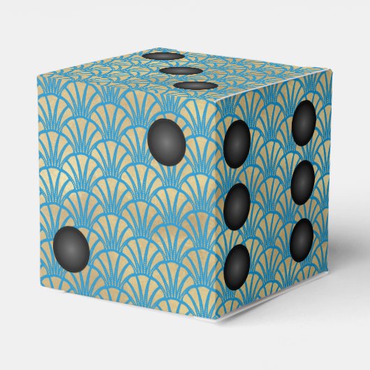 アールデコ金ゴールドファンサイコロまたはダイカジノパーティー フェイバーボックス (裏面サイド)