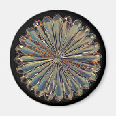 アールデコ金ゴールドファンシェルフラワーメタリックルック マグネット (正面)