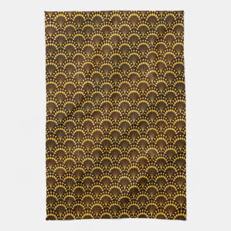 アールデコ金ゴールドファンパターン キッチンタオル