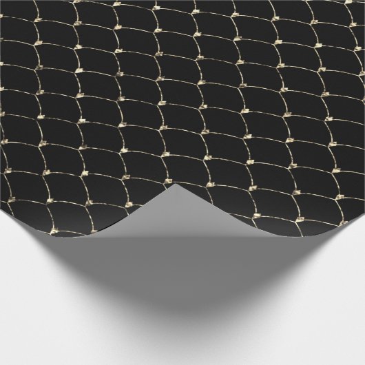 アールデコ金ゴールドフェイクセピアブラックネエレガントット ラッピングペーパー (角)