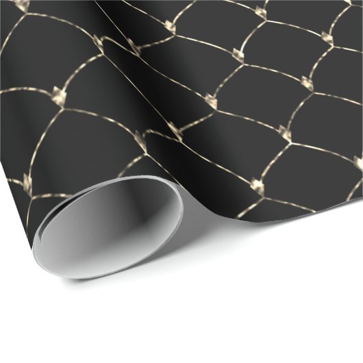 アールデコ金ゴールドフェイクセピアブラックネエレガントット ラッピングペーパー (ロールコーナー)