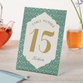 アールデコ金ゴールドフローラテーブル番号と名前 台座サイン (インサイチュ)