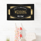 アールデコ金ゴールドブラックウェルカム結婚to 横断幕 (インサイチュ)