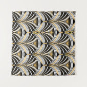 アールデコ金ゴールドブラックエレガンス： Roaring Twenties タペストリー (正面(横))