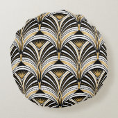 アールデコ金ゴールドブラックエレガンス: Roaring Twenties ラウンドクッション (裏面)