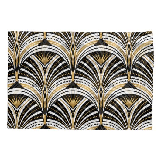 アールデコ金ゴールドブラックエレガンス: Roaring Twenties 枕カバー (裏面)