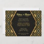 アールデコ金ゴールドブラックグラモールギャツビー婚約 招待状 (裏面)