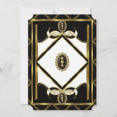 アールデコ金ゴールドブラックジュエルホワイトバースデーパーティー 招待状 (裏面)