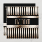 アールデコ金ゴールドブラックセピア 招待状 (正面/裏面)